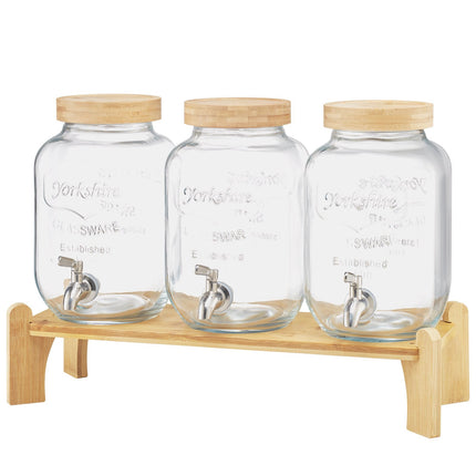 Glass Beverage Dispenser Set, 3-Pack 3.8L With Spigots