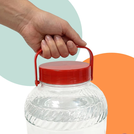 Glass Beverage Dispenser with Tap, 10L – Red