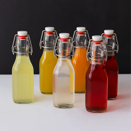 Glass Bottles with Clip Top – Set of 6, Writable Labels