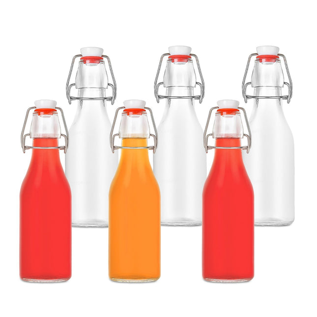 Glazen flessen met clipsluiting - set van 6, beschrijfbare etiketten