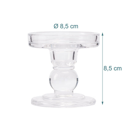 Glass Candle Holders, Set of 2 for Taper & Pillar Candles