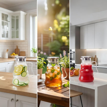 Glass Carafe with Lid and Handle – Easy Pouring