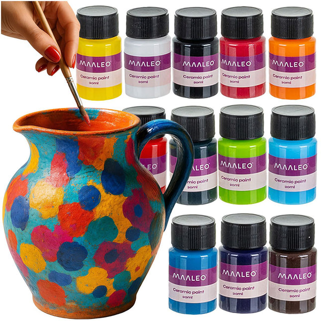 Glass & Ceramic Paint Set, 12 Colors, Oven-Cure DIY Crafts