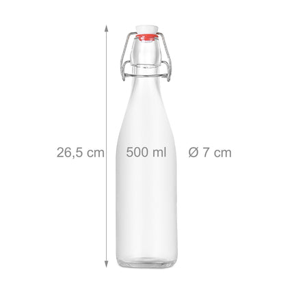 Glass Clip Top Bottles, 6 Pack – Airtight Seal, Labels