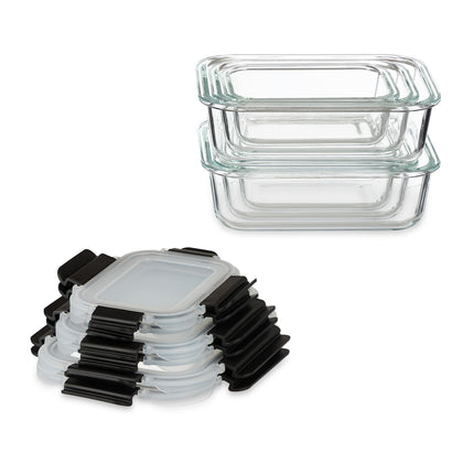 Glass Food Storage Containers with Lids, Set of 12