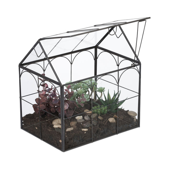 Glass House-Shaped Terrarium for Indoor Plants