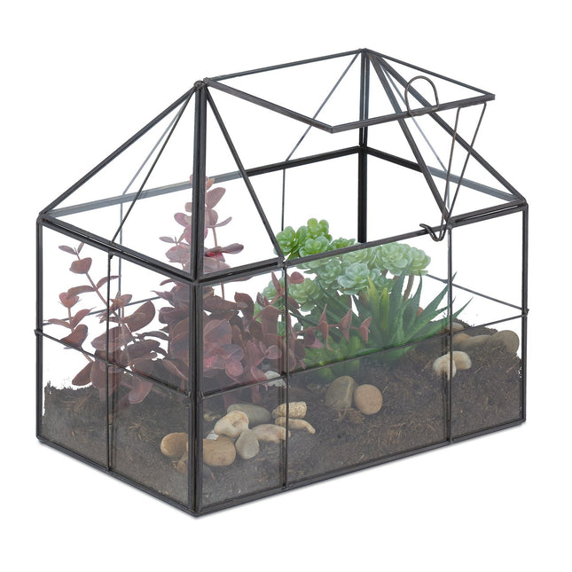 Glass House-Shaped Terrarium for Indoor Plants