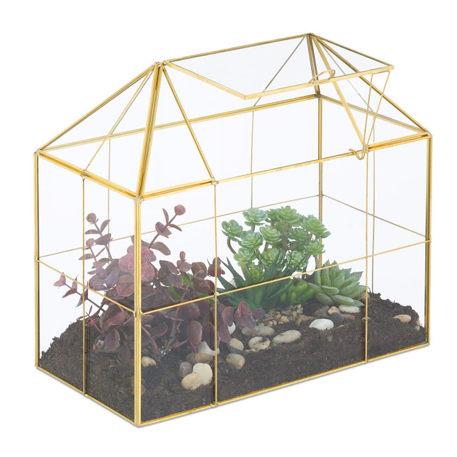 Glass House-Shaped Terrarium for Indoor Plants
