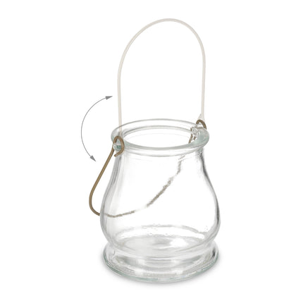 Glass Lanterns Set, Gold/Black, Round Candle Holders