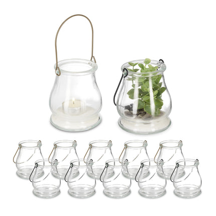 Glass Lanterns Set, Gold/Black, Round Candle Holders