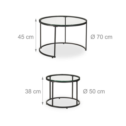 Glass & Metal Nesting Tables, Set of 2 – Living Room