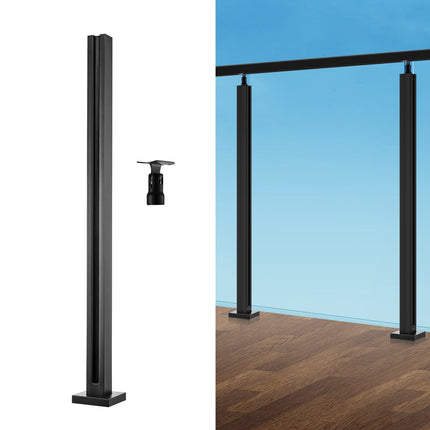 Glass Railing Post, 35.83 in, For 10-12 mm Glass, Black