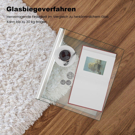 Glass Side Table – U-Shaped, Tempered, 45x45x41 cm