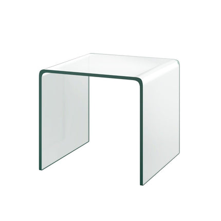 Glass Side Table – U-Shaped, Tempered, 45x45x41 cm