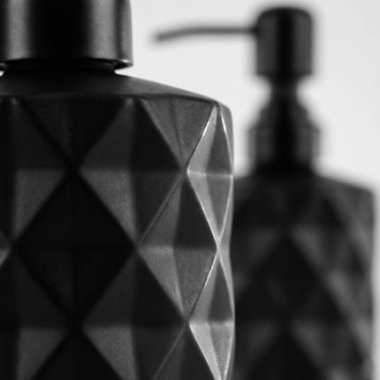 Glass Soap Dispensers, 2-Pack 350 ml, Black Stainless Pump