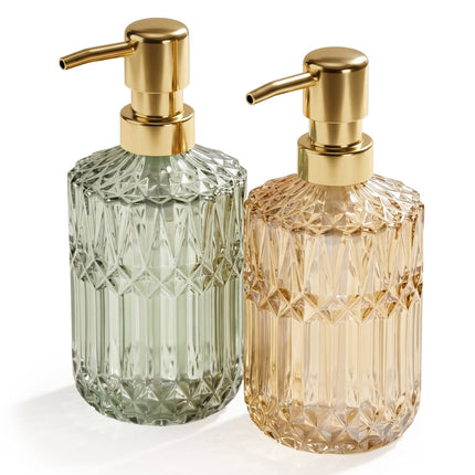 Glass Soap Dispensers, Set of 2, 400 ml, Refillable