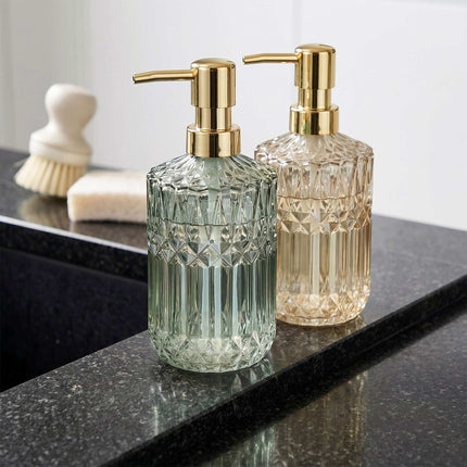 Glass Soap Dispensers, Set of 2, 400 ml, Refillable