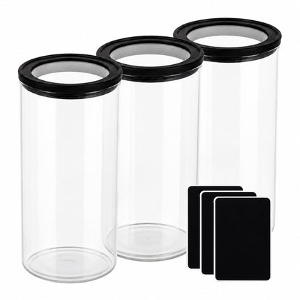 Glass Storage Jars Set, 1200 ml, Airtight Lids, 3-Piece
