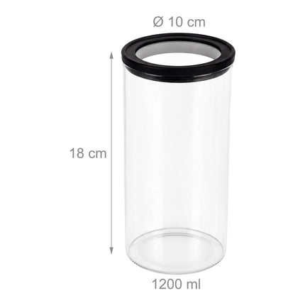 Glass Storage Jars Set, 1200 ml, Airtight Lids, 3-Piece