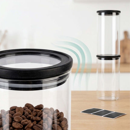 Glass Storage Jars Set, 1200 ml, Airtight Lids, 3-Piece