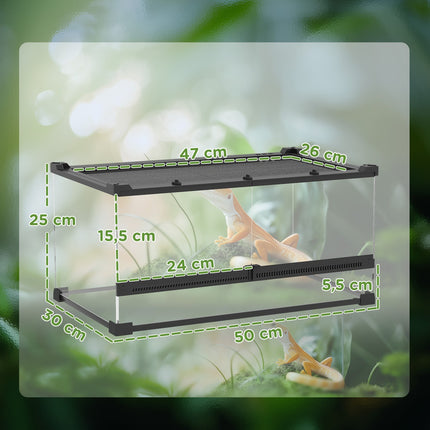 Glass Terrarium for Reptiles, Waterproof Base, Secure Lock