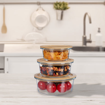 Glass container with lid in 3 sizes