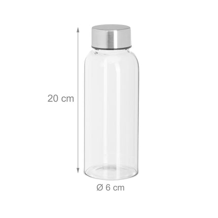 Glass drinking bottle with lid