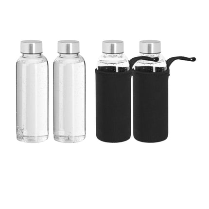 Glass drinking bottle with lid
