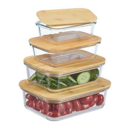 Glass jar with lid set of 4