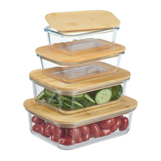Glass jar with lid set of 4