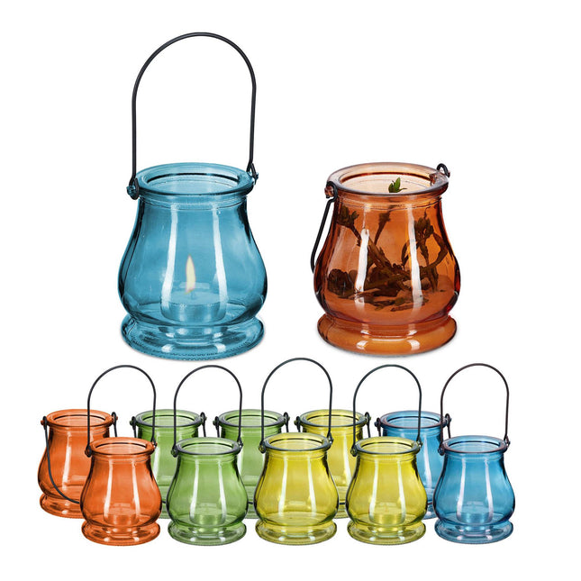 Glass lantern colorful set of 12