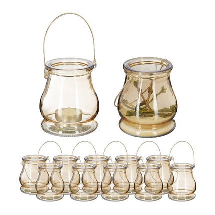 Glass lantern gold set of 12