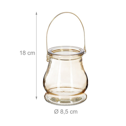 Glass lantern gold set of 12