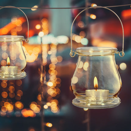 Glass lantern gold set of 12