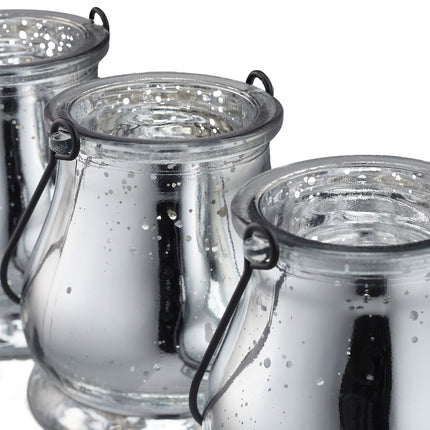 Glass lantern silver set of 12