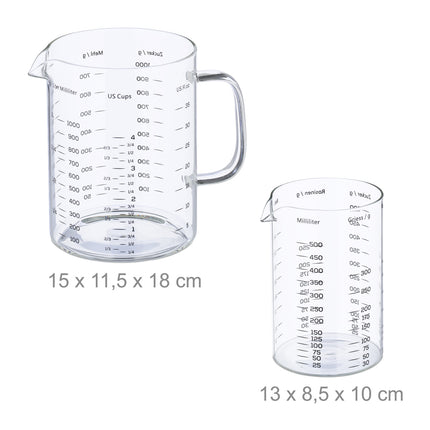 Glass measuring jug 2-piece set