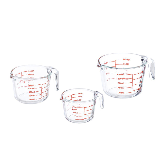 Glass measuring jug set of 3