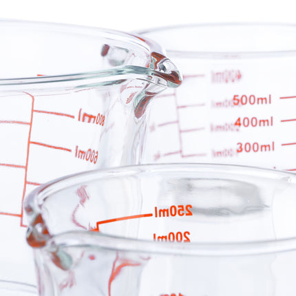 Glass measuring jug set of 3