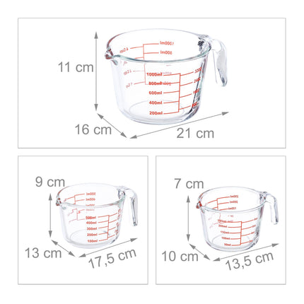 Glass measuring jug set of 3