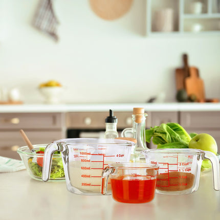 Glass measuring jug set of 3