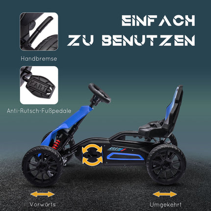 Skelter, Kindervoertuig Met Verstelbare Stoel, Trapvoertuig, Trapauto Met Handrem, Kettcar Voor Kinderen Van 3-8 Jaar, Blauw