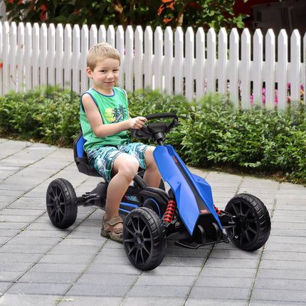 Skelter, Kindervoertuig Met Verstelbare Stoel, Trapvoertuig, Trapauto Met Handrem, Kettcar Voor Kinderen Van 3-8 Jaar, Blauw