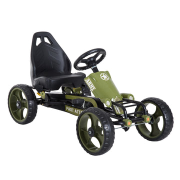 Green Kids Go Kart - Handbrake, Adjustable Seat, 3+ Years
