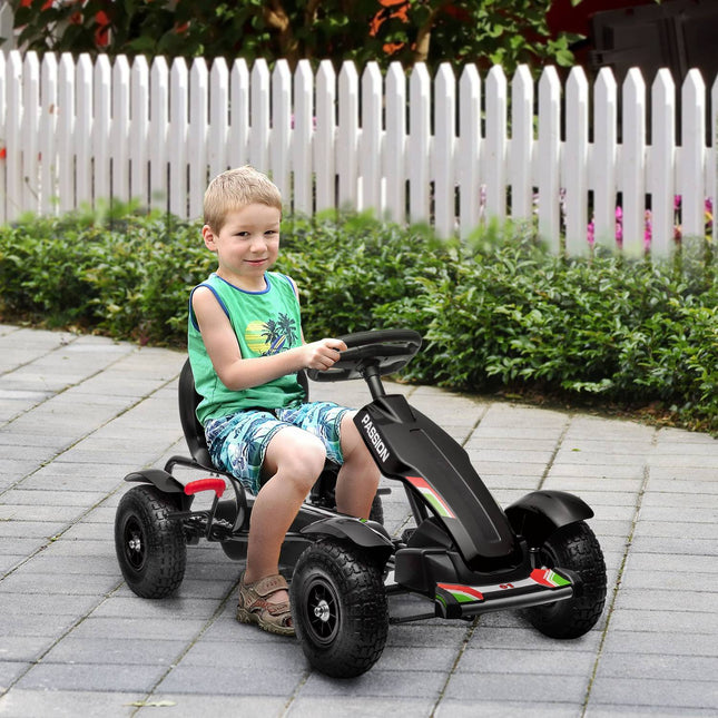 Pedal Go-Kart for Kids with Hand Brakes, Adjustable Seat, Black