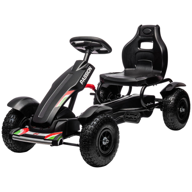 Pedal Go-Kart for Kids with Hand Brakes, Adjustable Seat, Black