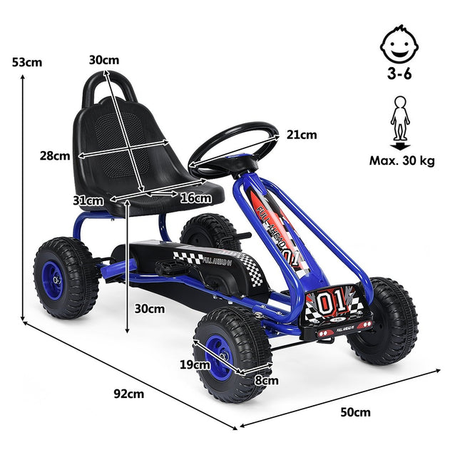 Gokart Go Cart with handbrake pedal car 30kg pedal vehicle pedal vehicle 3-6 years blue