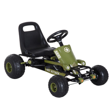 Pedal Go-Kart for Kids, Handbrake, Green, Outdoor Fun