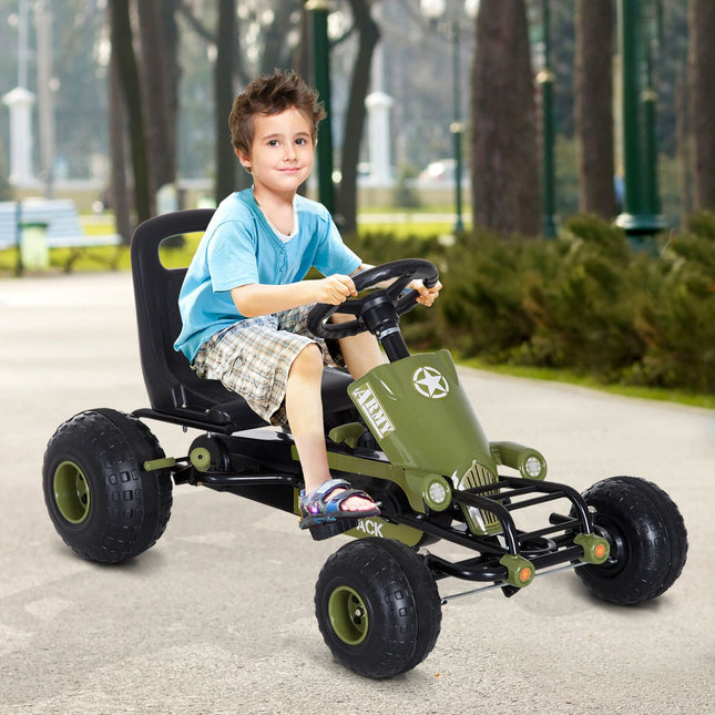Pedal Go-Kart for Kids, Handbrake, Green, Outdoor Fun