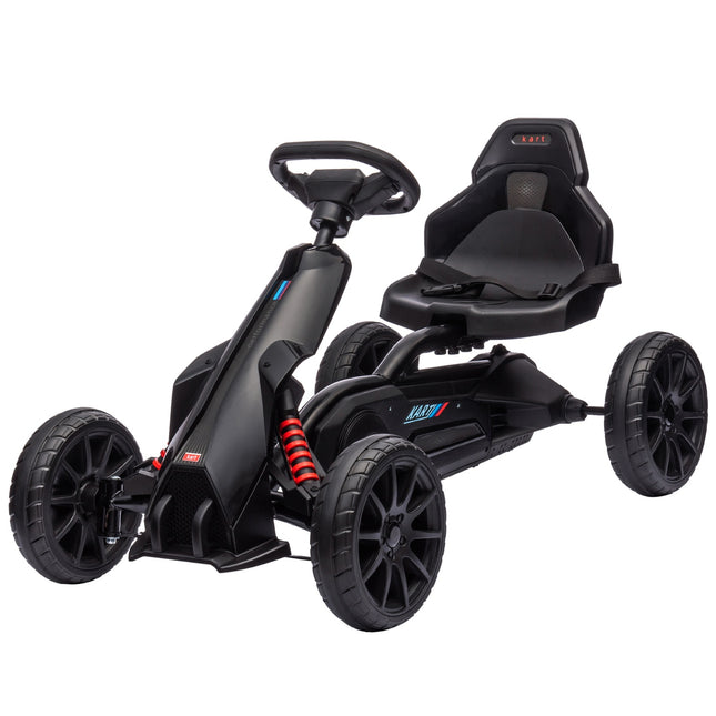 Kids Pedal Go-Kart, adjustable seat & handbrake, black