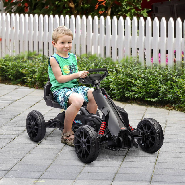 Kids Pedal Go-Kart, adjustable seat & handbrake, black